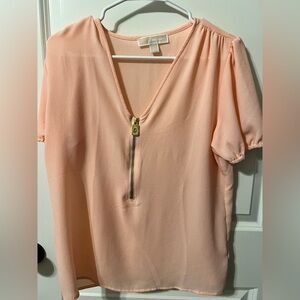 Michael Kors Peach Zip-Front Blouse VGUC Small